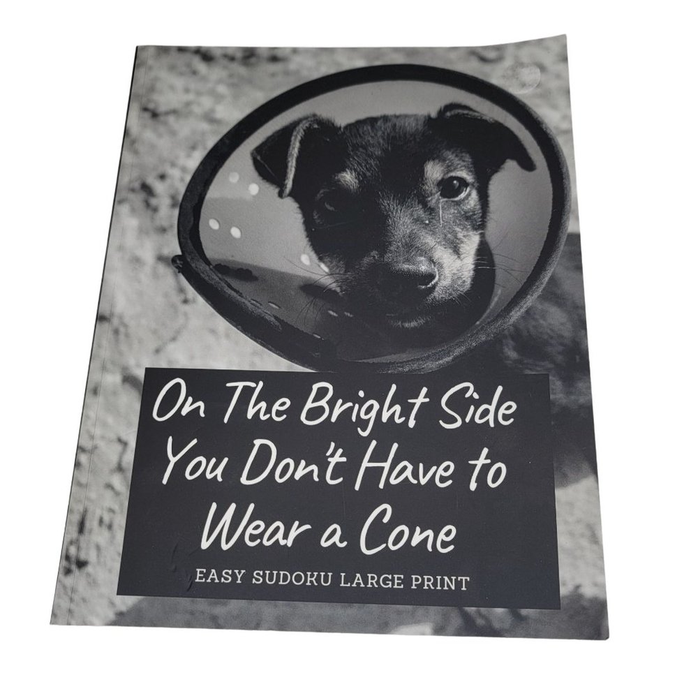 Large Print Easy Sudoku Game Puzzle Book "On the bright side.." Novelty Dog Gift